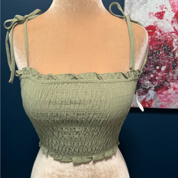 Blu Pepper Green Smocked Ruffled Tube Top - Picture 1 of 3
